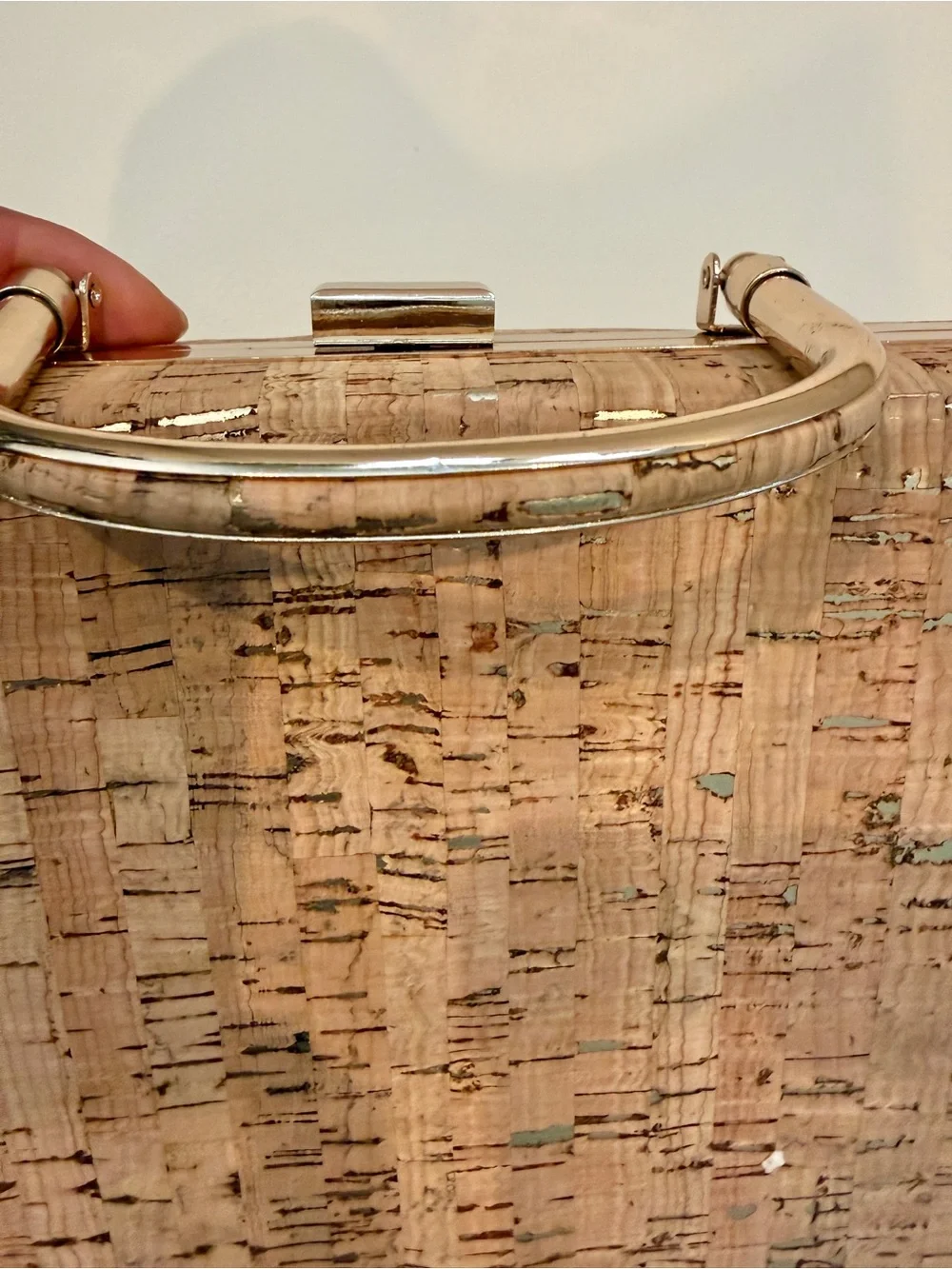 Cork Box Clutch in Natural Tan